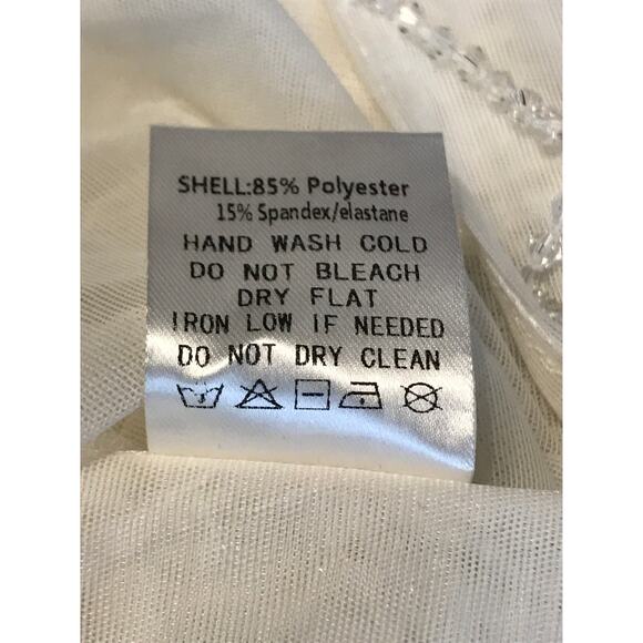 Akira White Chrissy Sheer Mesh Beaded Midi Party Dress Medium - Picture 15 of 15